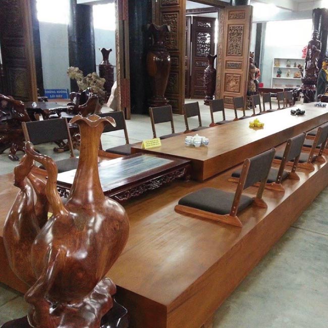 Bộ bàn ăn gỗ hình chữ nhật 12